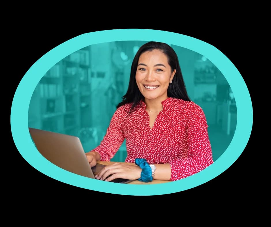 Graphic of woman working at computer